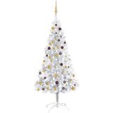 vidaXL Kunstkerstboom met verlichting en kerstballen 210 cm PET zilver