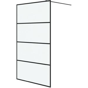 vidaXL Inloopdouchewand 115x195 cm mat ESG-glas zwart