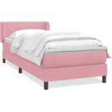 vidaXL - Boxspring - met - matras - fluweel - rozex220 - cm