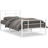 vidaXL Bedframe met hoofd- en voeteneinde metaal wit 100x190 cm