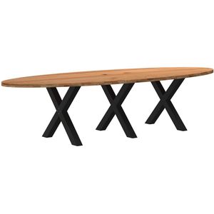 vidaXL Eettafel 320x120x74 cm ovaal massief eikenhout lichtbruin