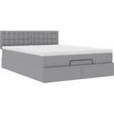 vidaXL Ottoman bed met matras 140x200cm stof lichtgrijs