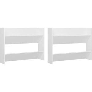 vidaXL Wandschoenenkasten 2 st 80x18x60 cm spaanplaat wit