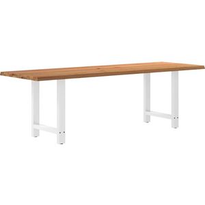 vidaXL - Eettafel - met - natuurlijke - rand - 240x80x74 - cm - massief - eikenhout