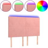 vidaXL Hoofdbord LED 144x5x118/128 cm fluweel zwart