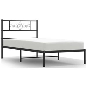 vidaXL Bedframe met hoofdbord metaal zwart 80x200 cm