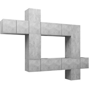 vidaXL 10-delige Tv-meubelset bewerkt hout betongrijs