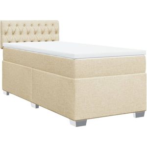 vidaXL Boxspring met matras stof crèmekleurig 90x190 cm