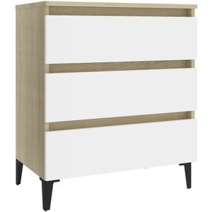 vidaXL Dressoir 60x35x69 cm spaanplaat wit en sonoma eikenkleurig