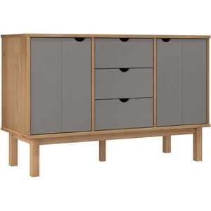 VidaXL Dressoir OTTA 113,5x43x73 cm Massief Grenenhout Bruin/Grijs