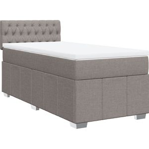 vidaXL Boxspring met matras stof taupe 100x200 cm