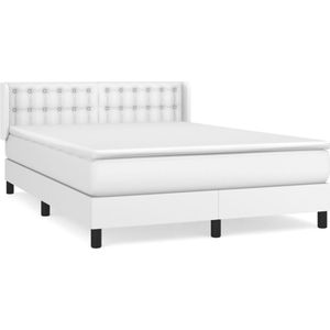 vidaXL Boxspring met matras kunstleer wit 140x190 cm