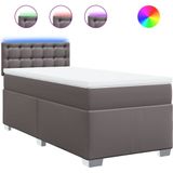 vidaXL Boxspring met matras kunstleer grijs 90x190 cm