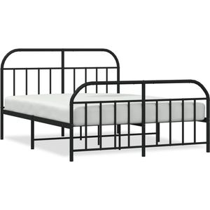 vidaXL-Bedframe-met-hoofd--en-voeteneinde-metaal-zwart-183x213-cm