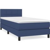 vidaXL Boxspring met matras stof blauw 100x200 cm