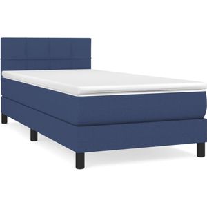 vidaXL Boxspring met matras stof blauw 100x200 cm