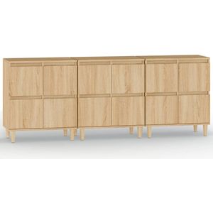 VidaXL Dressoirs 3 st 60x35x70 cm - Bewerkt Hout Sonoma Eikenkleurig