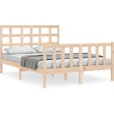 VidaXL Bedframe Massief Hout 4FT Small Double met Hoofdbord