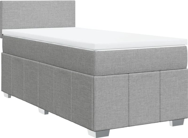 vidaXL Boxspring met matras stof lichtgrijs 100x200 cm