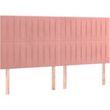 vidaXL Hoofdbord LED 180x5x118/128 cm fluweel roze