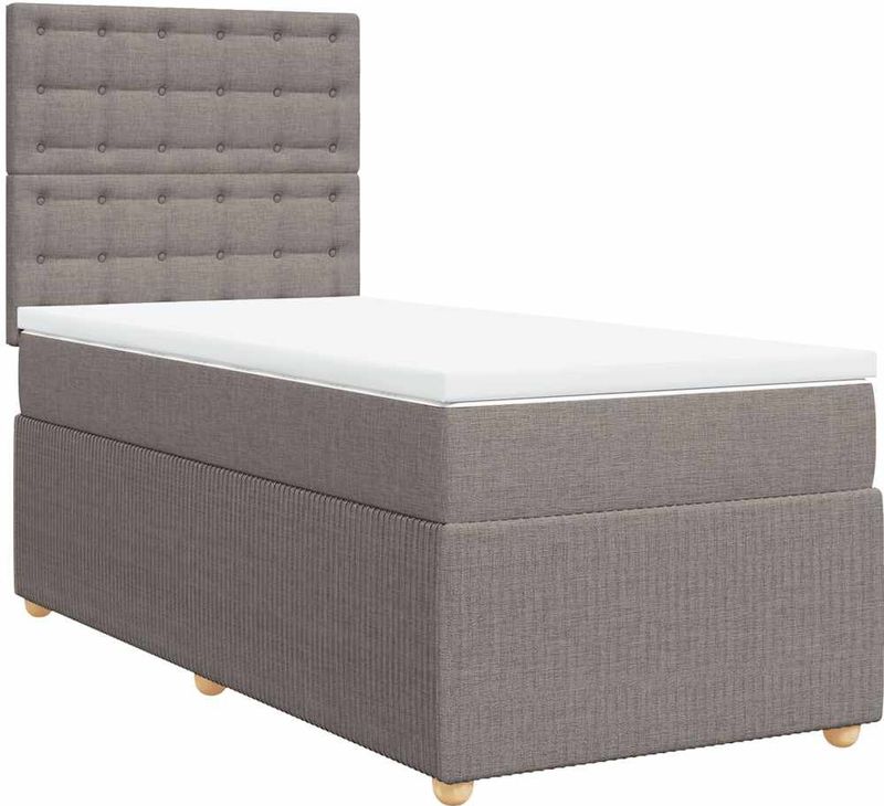 vidaXL Boxspring met matras stof taupe 90x190 cm