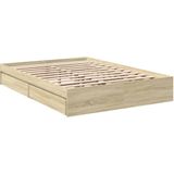 vidaXL Bedframe met lades bewerkt hout sonoma eikenkleurig 120x190 cm