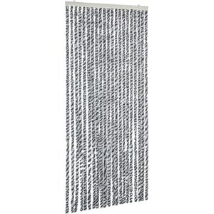 vidaXL Vliegengordijn 90x200 cm chenille grijs en zwart-wit