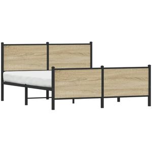 vidaXL Bedframe zonder matras metaal sonoma eikenkleurig 140x200 cm