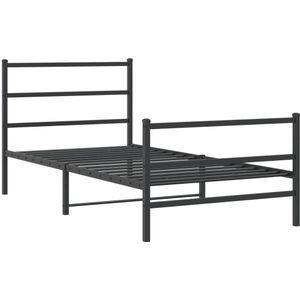 vidaXL Bedframe met hoofd- en voeteneinde metaal zwart 100x190 cm