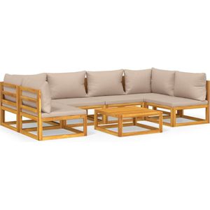 vidaXL 7-delige Loungeset met kussens massief hout taupe