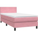 vidaXL - Boxspring - met - matras - fluweel - rozex210 - cm