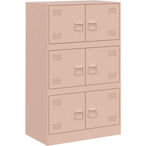 vidaXL Dressoir 67x39x107 cm staal roze