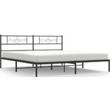 vidaXL Bedframe met hoofdbord metaal zwart 180x200 cm