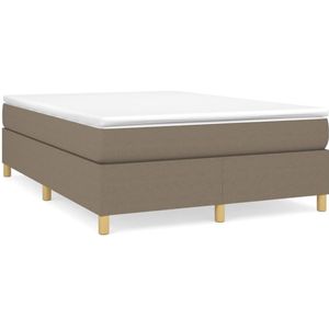 vidaXL Boxspring met matras stof taupe 140x190 cm