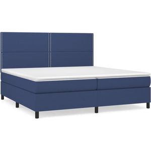 vidaXL Boxspring met matras stof blauw 200x200 cm