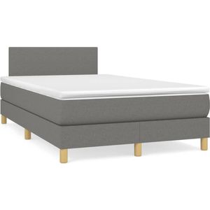 VidaXL Boxspring met Matras - Stof Donkergrijs - 120x200 cm