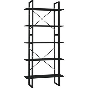 vidaXL Boekenkast met 5 schappen 80x30x175 cm bewerkt hout zwart