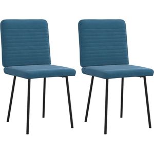 vidaXL Eetkamerstoelen 2 st fluweel blauw