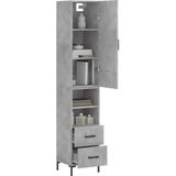 vidaXL - Hoge - kast,5x34x180 - cm - bewerkt - hout - betongrijs