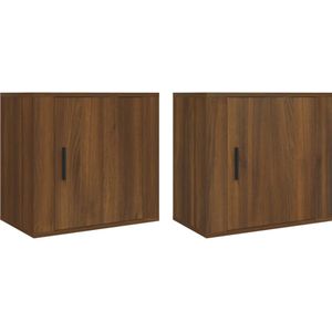 vidaXL-Nachtkastjes-2-st-wandgemonteerd-50x30x47-cm-bruin-eikenkleur