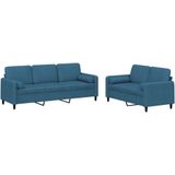 vidaXL - 2-delige - Loungeset - met - kussens - fluweel - blauw