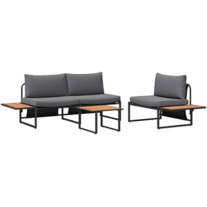 vidaXL 3-delige tuinsofa set met anthraciet kussens