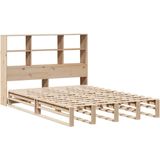 vidaXL Bed met boekenkast zonder matras massief hout 140x190 cm
