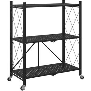 vidaXL Opbergrek op wielen 71x34x88 cm staal zwart