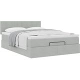 vidaXL Ottoman bed met matras 140x200cm fluweel lichtgrijs