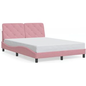 vidaXL Bedframe met hoofdeinde fluweel roze 120x200 cm