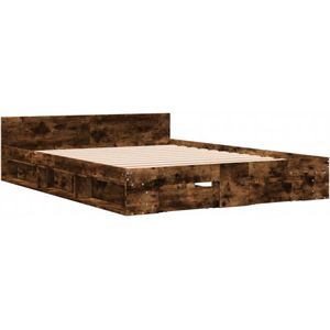 vidaXL Bedframe met lades bewerkt hout gerookt eikenkleurig 150x200 cm