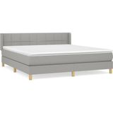 vidaXL Boxspring met matras stof lichtgrijs 160x200 cm