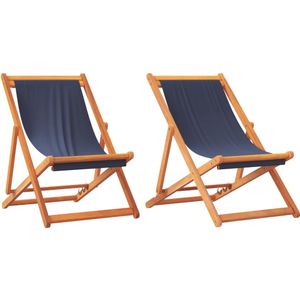 vidaXL Strandstoelen 2 st inklapbaar stof blauw