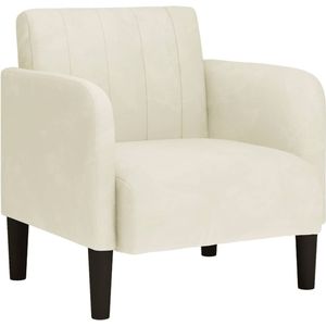 vidaXL Fauteuil met armleuningen 54 cm fluweel crèmekleurig